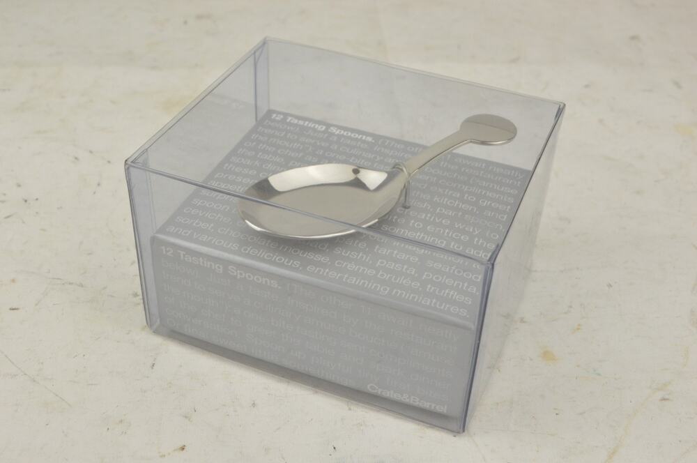 Crate & Barrel Appetizer Tasting Spoons One Bite Silver Tone Set of 12